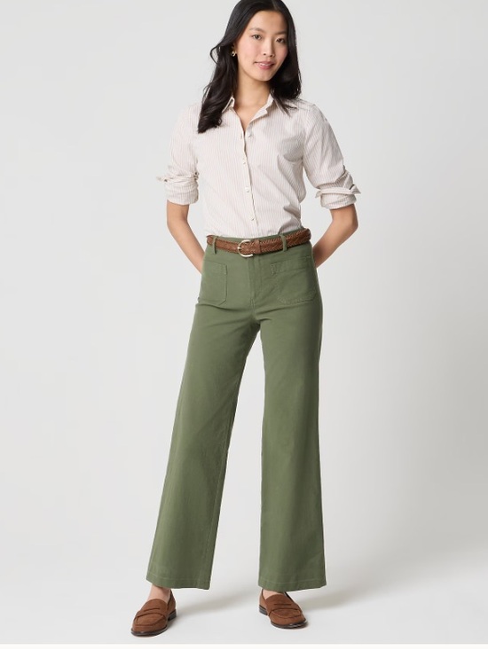 J. Crew Pants - J. Crew Lizzie High-Rise Wide-Leg Utility Pants in Olive Green 25